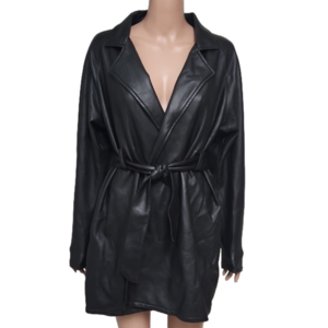 Taxi black faux pleather jacket (code-G110)